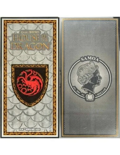 ハウス・オブ・ザ・ドラゴン ターガリエン ゲーム・オブ・スローンズ ブックマーク 銀貨 1ドル サモア画像