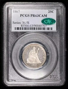 1867年 P自由の女神座像クォーター PCGS PR-63 CAM CAC CAC-｜WORLD RESOURCE【KING店】