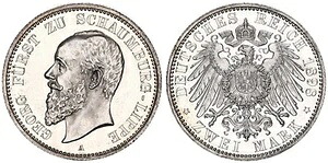 Schaumburg-Lippe 2 Mark 1898 A Georg 未流通ミントコンサルタント、EA 120924-