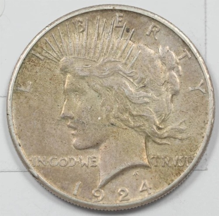 米国1924-SシルバーピースダラーXFレアキー日付、美しい色調のU1918コンバインsh