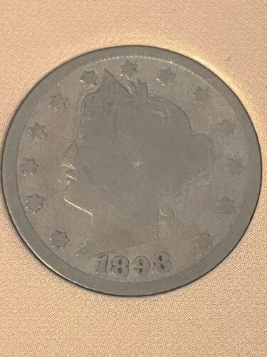 ??1898年製リバティヘッドニッケル。希少品。状態良好。鑑定書付き。