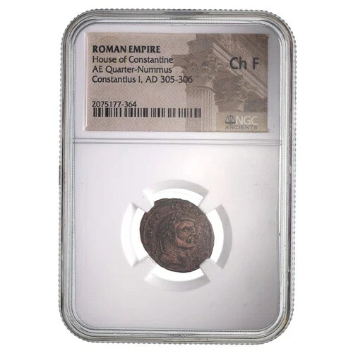 レア コンスタンティウス クロルス I ローマ AE3 クォーター ヌムス (西暦 293 ～ 306 年) NGC - (CH-F)