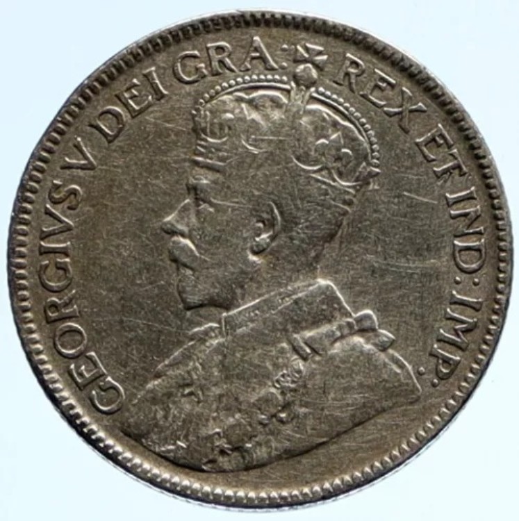 1917年 カナダ 英国 ジョージ5世 ヴィンテージ アンティーク 希少 シルバー 25セント コイン i96574