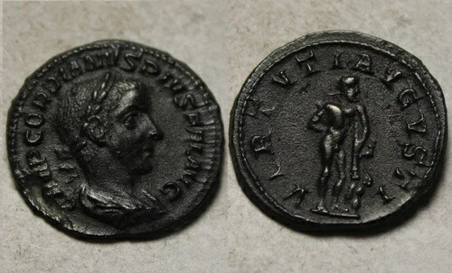 ゴルディアヌス 3 世 241 AD 希少な本物の古代ローマ 10 億デナリウス コイン ヘラクレス