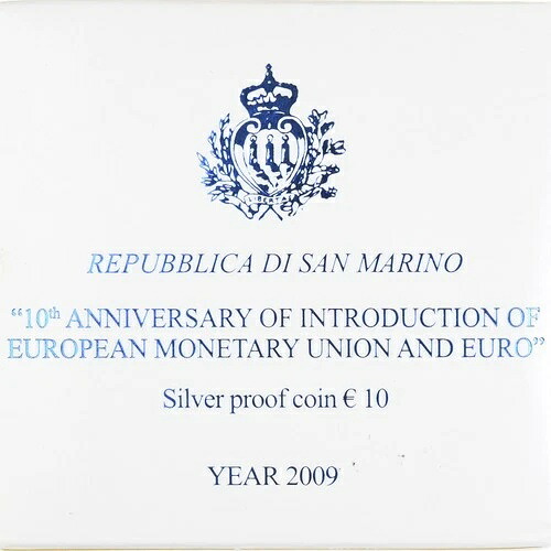 [#1177698] サンマリノ、10ユーロ、通貨統合、2009年、プルーフ、MS、Sil、ver