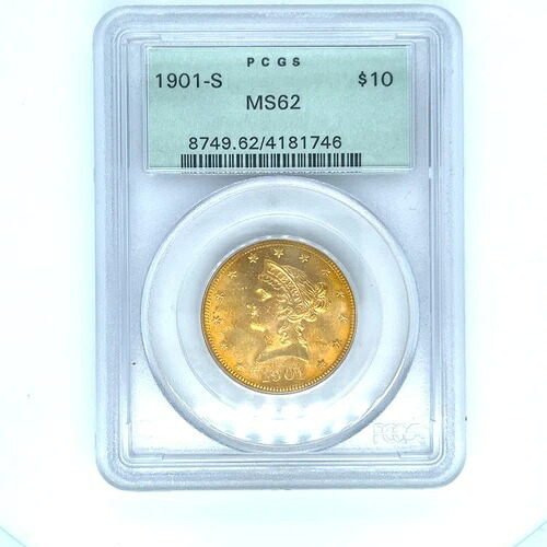 1901-S 10ドル金貨リバティイーグル、PCGSによるMS62の評価｜WORLD RESOURCE【KING店】