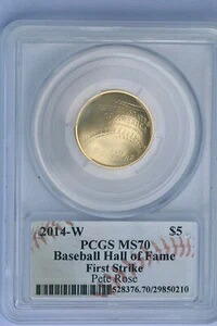 2014年 5ドル野球ボール サイン入り ピート・ローズ ゴールド ファーストストライク MS70 PCGS #528376.70/29850210｜WORLD RESOURCE【KING店】