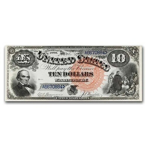 1880年 10ドル法定通貨 ダニエル・ウェブスター CU (Fr#107)
