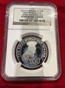 NGC 2014 英国 PT100P 第一次世界大戦100周年記念 PF 69 ウルトラカメオ L2
