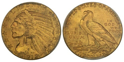 1912年 5ドル、ハーフイーグル。PCGS MS63 CAC ベラ・ライオン・プラット フィラデルフィア リバティ KM 129