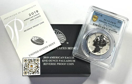 2019-W 25ドル リバースプルーフ パラジウム イーグル PR70 PCGS ファーストストライク 米国造幣局 OGP