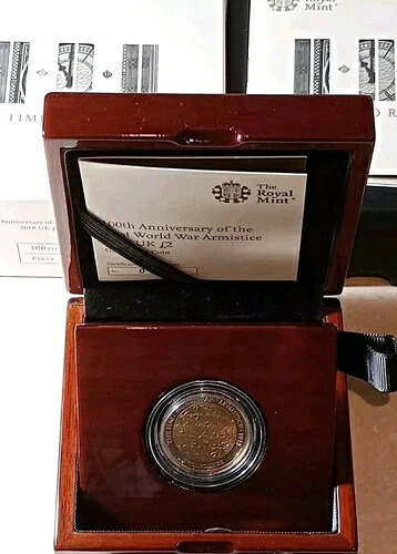 2018年 第一次世界大戦休戦記念 2ポンド ダブルソブリン金貨 プルーフ