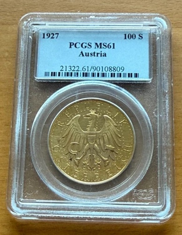 オーストリア 1927年 金貨 100シリング PCGS MS61｜WORLD RESOURCE【KING店】