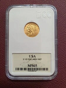 アメリカ 2.5ドル 1927年 インディアンヘッド金貨 グレーディング MS65-｜WORLD RESOURCE【KING店】