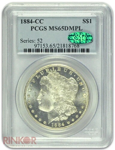 1884-CC 1ドル モルガン・ダラー PCGS MS 65 DMPL CAC