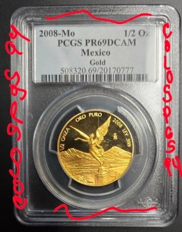 2008 メキシコ ゴールド リベルタ 1/2 ONZA PCGS PR69DCAM メキシコ... レア コイン
