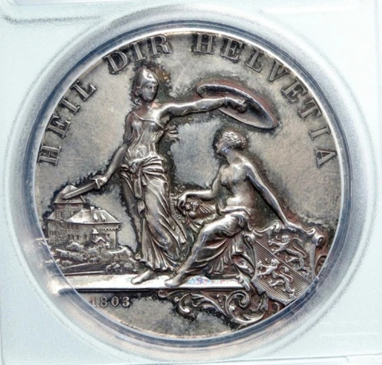 1890年 スイス フラウエンフェルト射撃祭 オールドスイス銀メダル PCGS i88867 759,605円