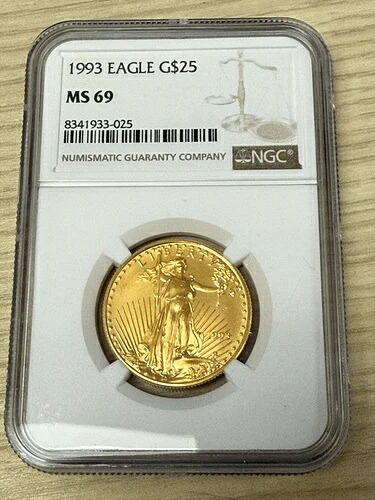 1993年 25ドル ゴールドイーグル NGC MS 69