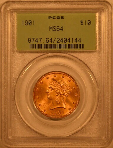 1901年 10ドル リバティヘッド イーグル PCGS MS64 OGH - PQ ゴージャスな宝石｜WORLD RESOURCE【KING店】