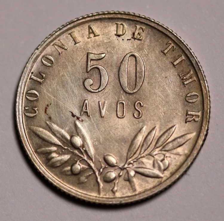 ティモール 50 アボス 1945 銀貨 KM# 7 EF (傷あり - 裏面) 発行枚数 100,000 希少|WORLD RESOURCE【KING店】