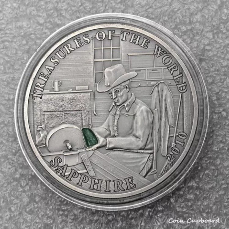 2010年パラオ5ドル - 世界の宝物 - サファイア - 25グラム銀貨