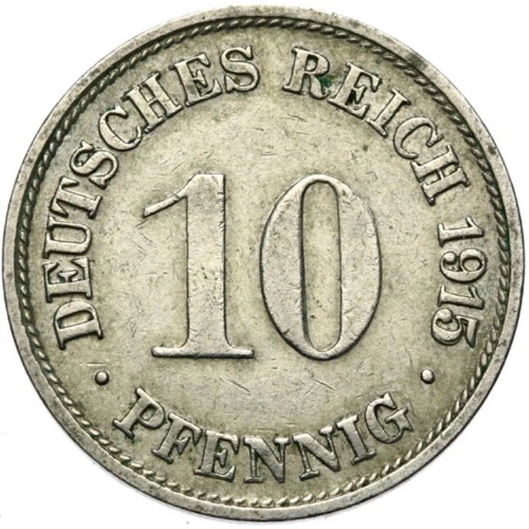 ドイツ帝国-帝国-J. 13 コイン - 10 フェニヒ 1915 G-RARE!|WORLD RESOURCE【KING店】