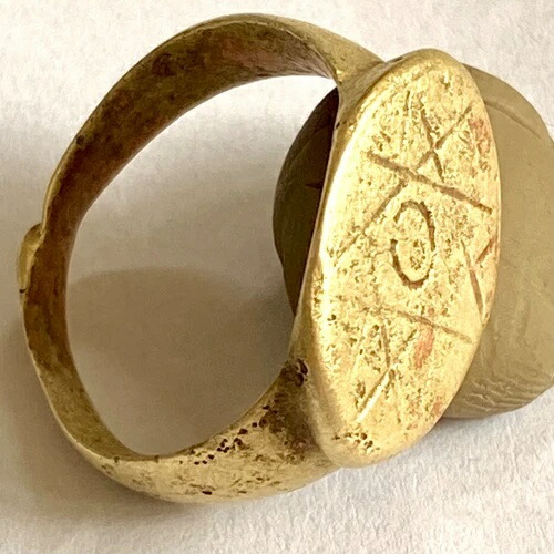 ローマ・ビザンチン青銅AE AR合金印章リング、希少、22mm 5gr AE