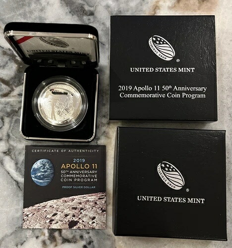 2019-P アポロ11号 プルーフ銀貨 米国造幣局記念 1ドル OGP ボックス＆COA