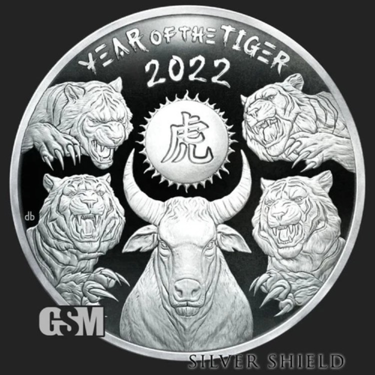 2022 シルバーシールド 寅年 太陰暦 v1 - 1オンス .999 シルバープルーフ - SSG