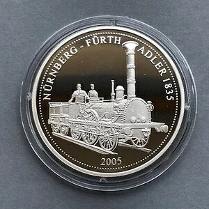 トーゴ銀貨 1000フラン 2005年 機関車 ADLER 鉄道プルーフ