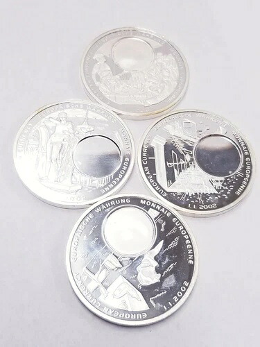 ドイツ ヨーロッパ通貨 2002年 BU プルーフメダル インレイなしコイン 4枚セット 50mm 53g