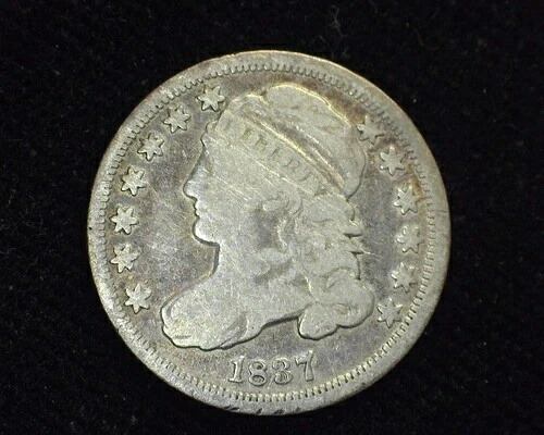 HS&C: 1837年 キャップドバストダイム F - 米国コイン
