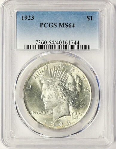1923年 1ドル ピースダラー PCGS MS64