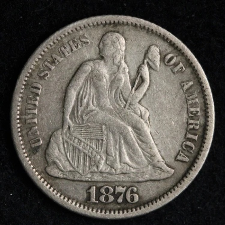1876-S 着席自由の女神像 銀貨 AU E158 OJNE