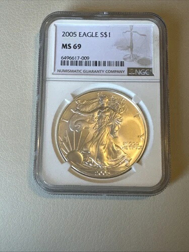 2005年 アメリカン シルバー イーグル NGC MS69 クラシック ブラウンラベル