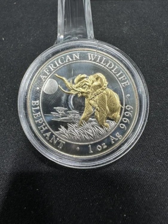 2016年 ソマリアゾウ アフリカの野生動物 1オンス 純銀 金メッキ