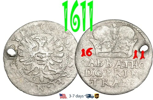 ポーランド Grosze Groschen 1611 ガブリエル バトリー、トランシルヴァニア銀貨 #32982