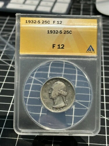 1932-S ワシントン クォーター ANACS F12 キーデート