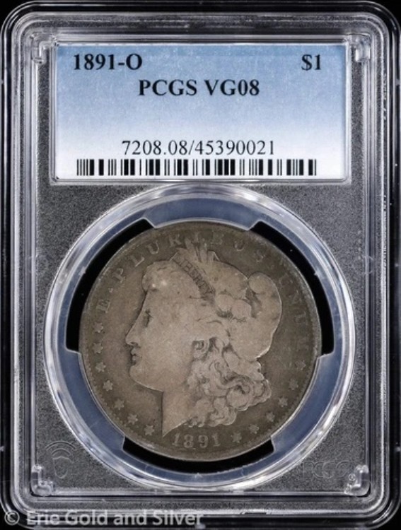 1891-O 1ドル モルガン銀貨 PCGS VG 08 52,800円