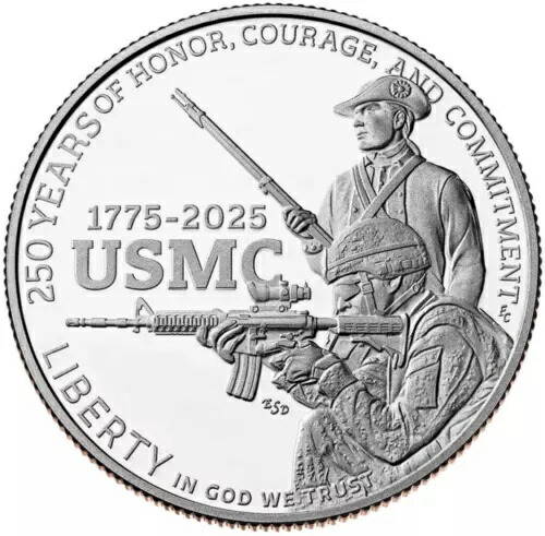 2025-S アメリカ海兵隊創立250周年記念プルーフクラッドハーフダラー OGP COA