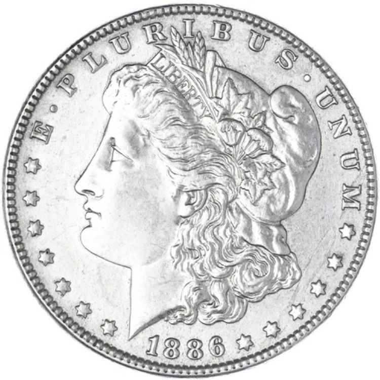 1886年（P）モルガン銀貨 AU+ スライダー 写真参照 C426