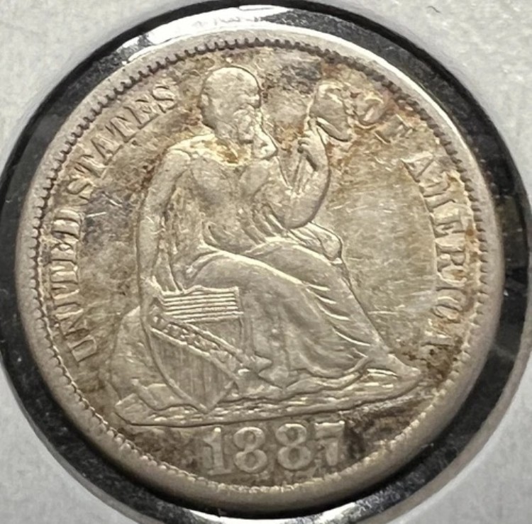 1887-S 自由の女神像 銀貨 10セント硬貨 ほぼ未流通 #C6039