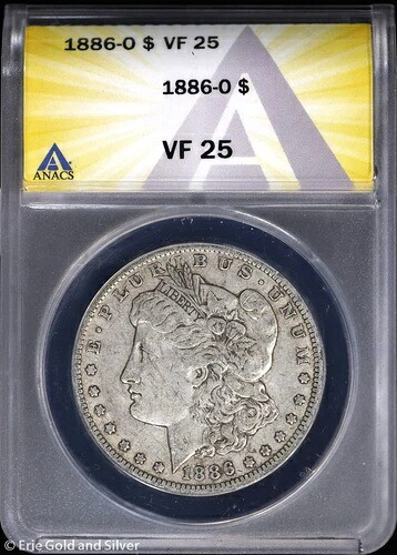 1886-O 1ドルモルガン銀貨 ANACS VF 25