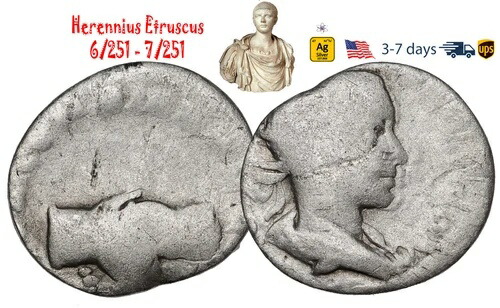 古代ローマ帝国コイン シルバー アントニニアヌス ヘレニウス エトルクスス 251 AD #31617