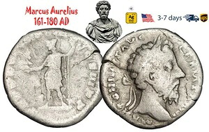 古代ローマ帝国コイン シルバー デナリウス マルクス アウレリウス 161 180 AD #33094