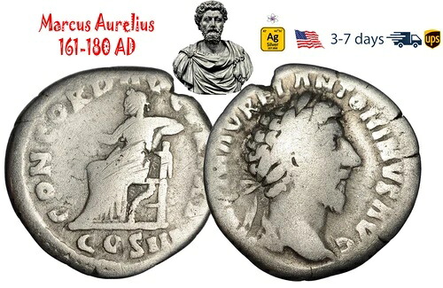 古代ローマ帝国コイン シルバー デナリウス マルクス アウレリウス 161 180 AD #33160