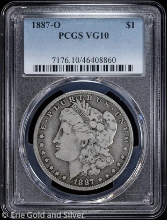 1887-O 1ドル モルガン銀貨 PCGS VG 10