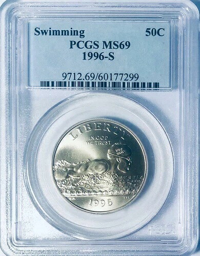 1996-S オリンピック水泳記念ハーフドル - PCGS MS-69 - ミントステート 69