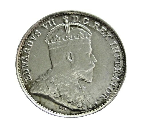 カナダ 銀貨 5セント 1908年 KM 13 未流通、未認証