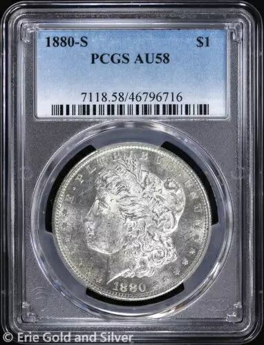 1880-S 1ドル モルガン銀貨 PCGS AU 58 52,800円